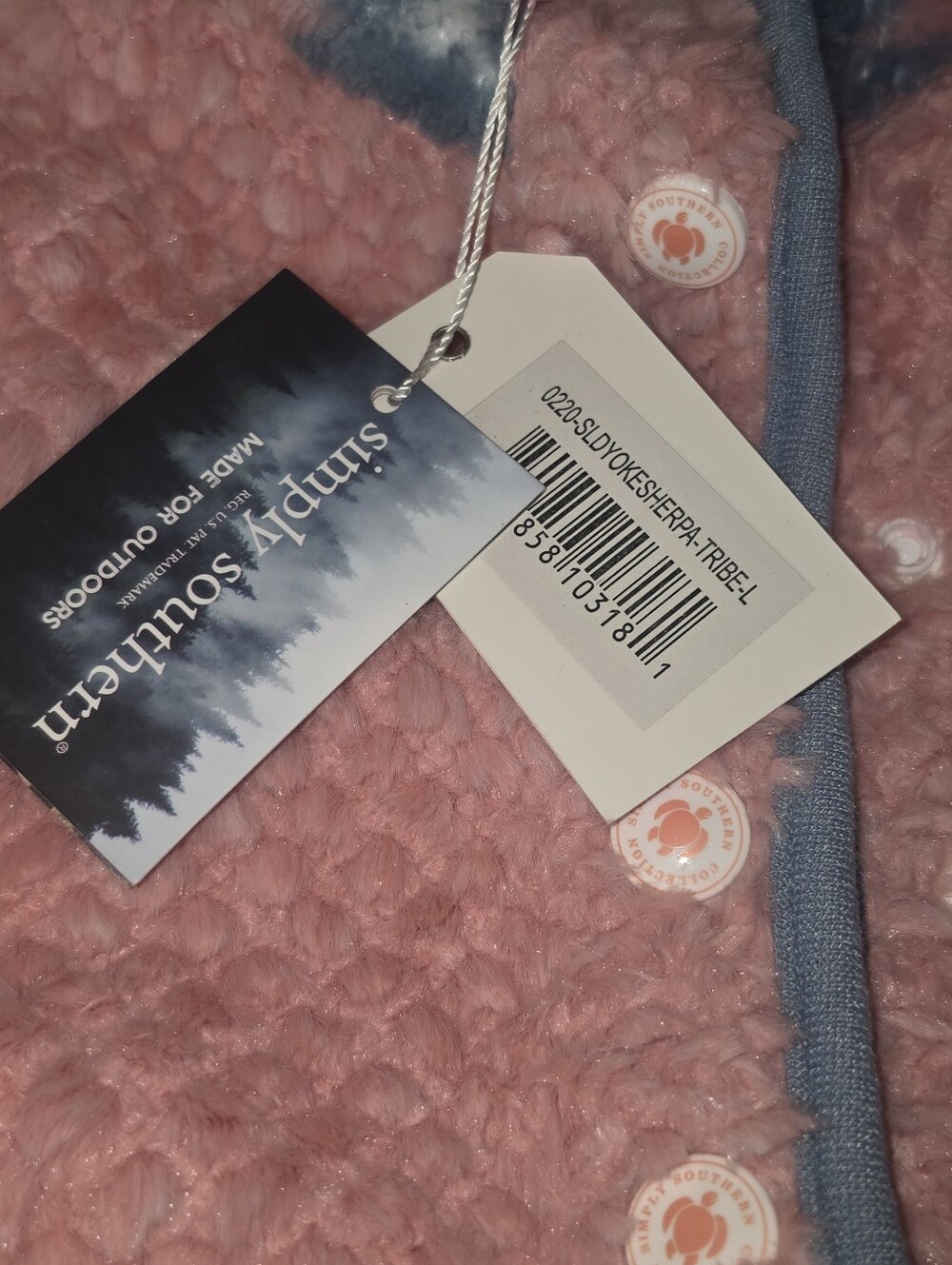 Cozy Pink & Patterned Fleece Pullover By Simply Southern Size Large Sherpa - Picture 4 of 4